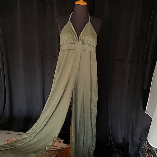 Satin one-piece new, size S, olive color