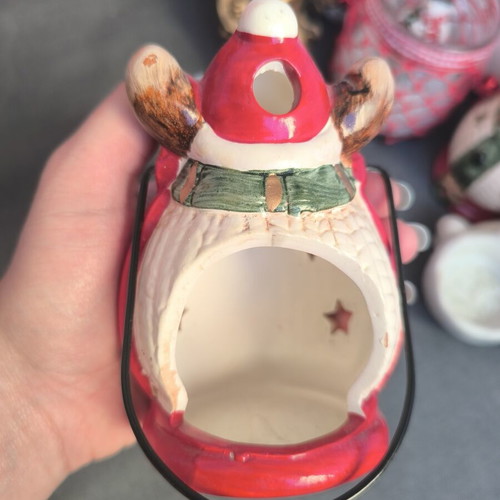 Christmas decoration set used, 5 pieces with candle holders