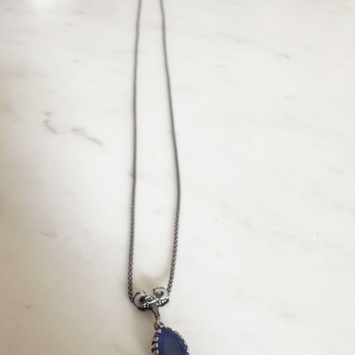 Vintage silver necklace 925 mid century with blue stone used