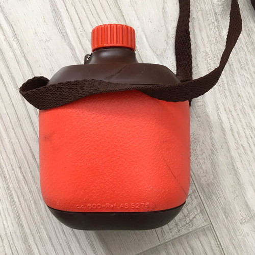 Vintage plastic water bottle Orange Style used by Quattro elle Urgnano