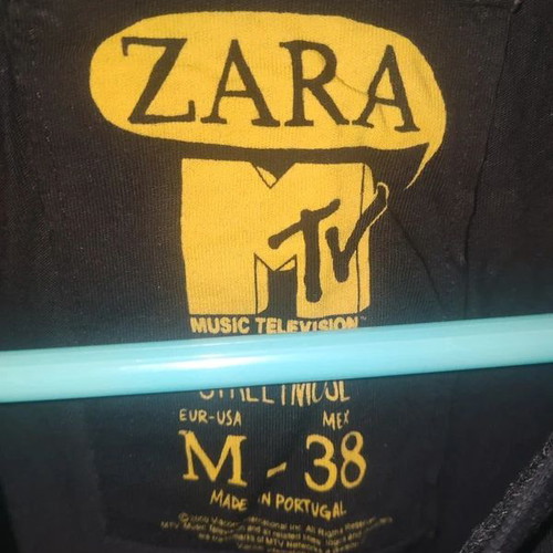 Zara MTV T-shirt, medium, black and grey