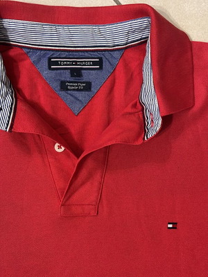 Tommy Hilfiger Men Polo Shirt, red, size L, regular fit premium pique