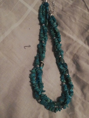 Necklace 20 cm like new, green and turquoise