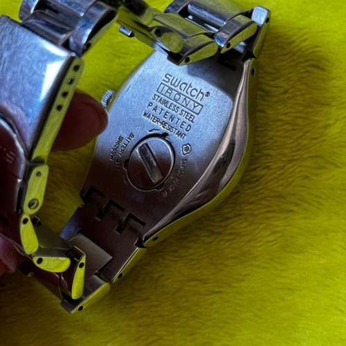 Swatch Irony Daydate like new silver watch needs battery