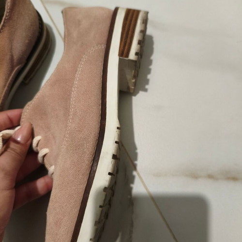 Pink lace-up shoes like new, size 37, beige