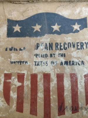1947 Marshall Plan box marking used, American aid to Greece