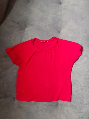 Μπλουζάκι Zara μεταχειρισμένο, crop top κόκκινο, μέγεθος S