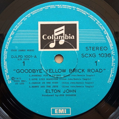 Elton John Goodbye Yellow Brick Road vinyl record used, rock