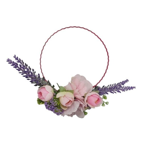 Spring wreath 12 cm with pink and purple flowers, new