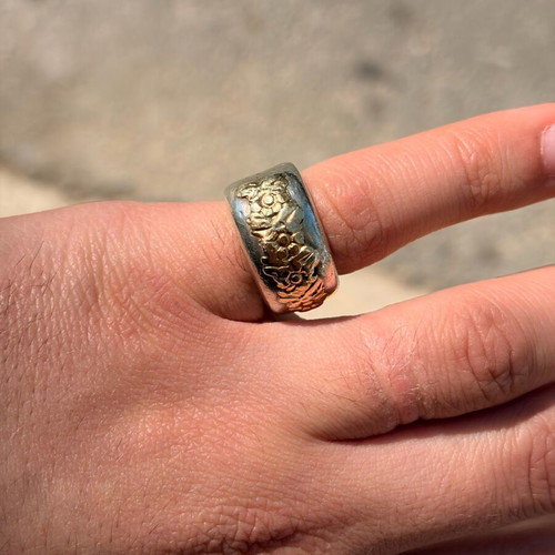 Silver gold ring 925/18k used, size 11/51