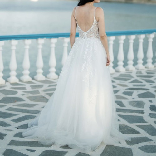 sachin and babi light blue dress Custom Made Backless Princess Sequined Beaded Bodice Luxury Bridal Dre –  HER SHOP main image 1