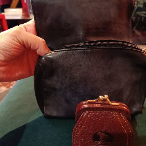 Alexi Andriotti leather bag with zipper and Lavor leather wallet gift like new