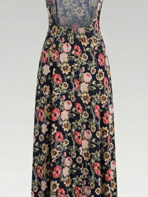 Long Floral Backless Dress