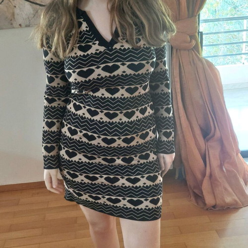 Knitted dress with hearts Jasmine black like new, size L/XL