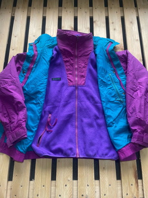 Columbia Bugaboo Vintage Ski Jacket Ladies M with fleece liner, purple and teal
