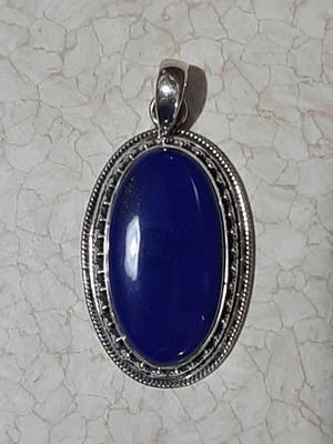 Large 925 silver pendant with genuine lapis lazuli new