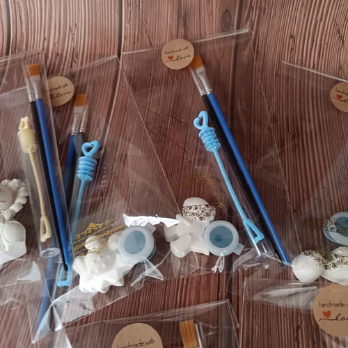 DIY Kids Color Me Kit with Handmade Plaster Figures and Soap Bubbles