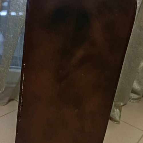 Handmade drinks cabinet used, for 10 bottles, leather and wood