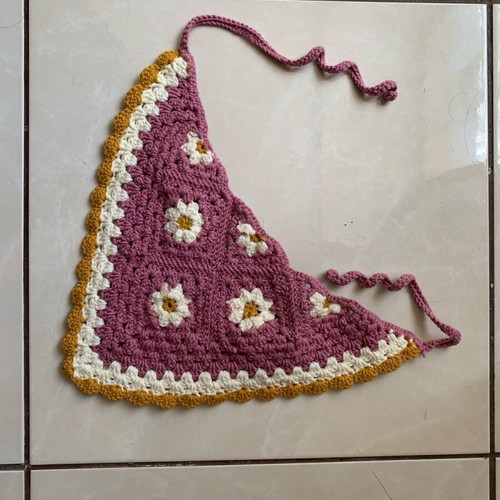 4tailors crochet bandana new, multicolor with yellow details