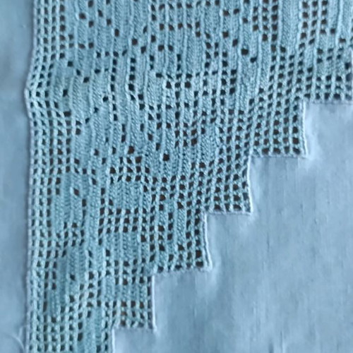 Handmade tablecloth new cutwork blue 80cm by 80cm