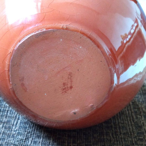 Ceramic wine jug like new with painted border