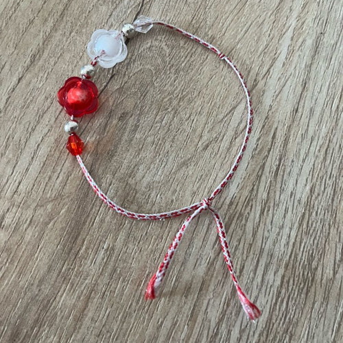 Handmade Martaki bracelet like new, white and red