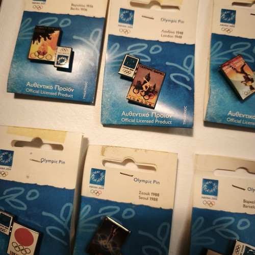 Athens 2004 Olympic lapel pins set of 15, authentic, sealed