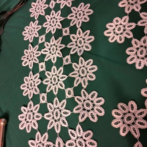Handmade table linens set new, 1980s vintage, white lacework