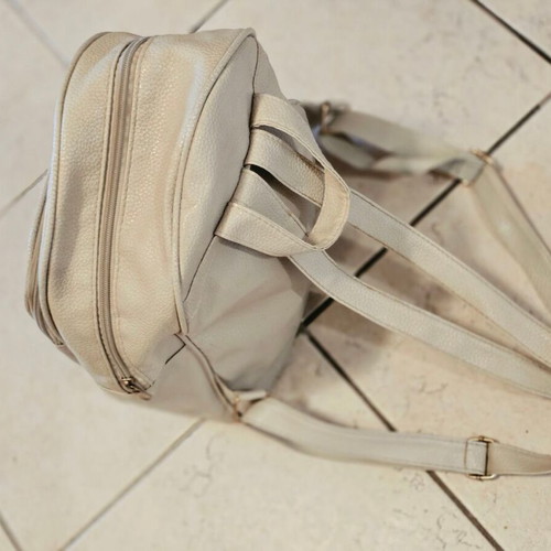 Women's backpack bag faux leather beige used