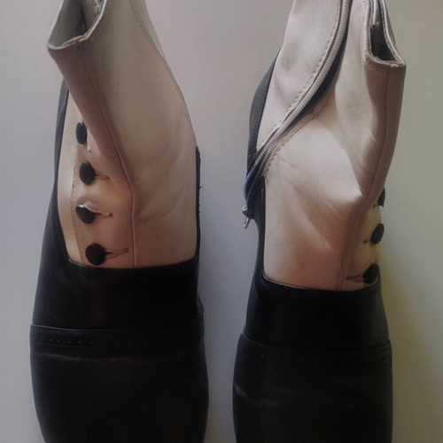 Men's boots size 44.5, black and white, with zipper and buttons
