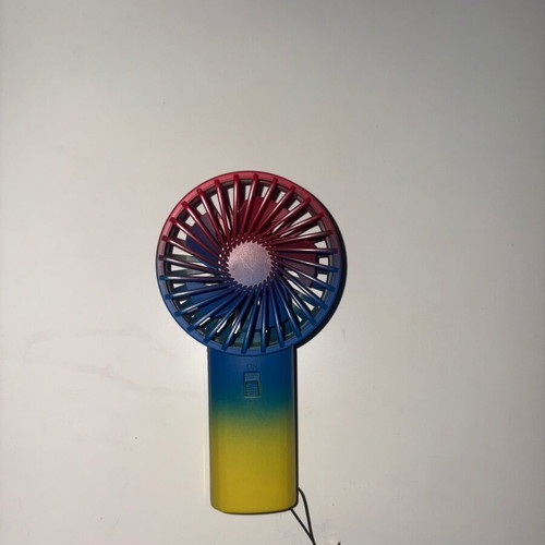 Flying Tiger Copenhagen handheld mini fan rainbow gradient like new