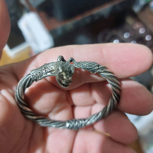 Silver snake bracelet carved like new, rare