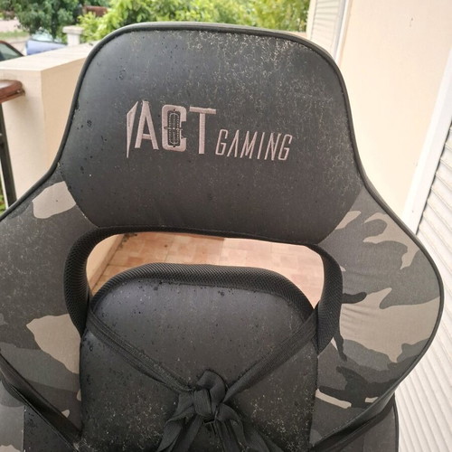 Act Gaming Office Chair used with black footrest, leatherette