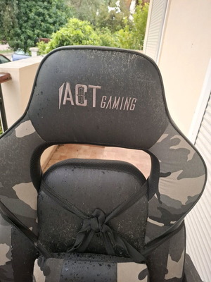 Act Gaming Office Chair used with black footrest, leatherette