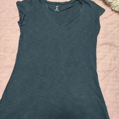 H&M short sleeve blouse used, size S, grey and blue