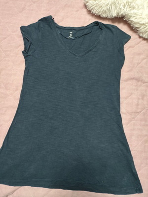 H&M short sleeve blouse used, size S, grey and blue