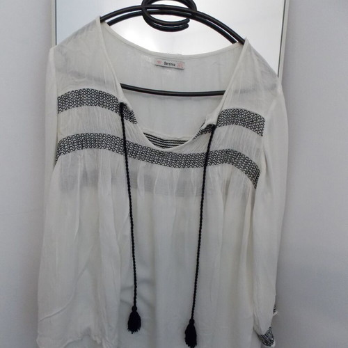 Bershka women's summer blouse used, black and white, size S
