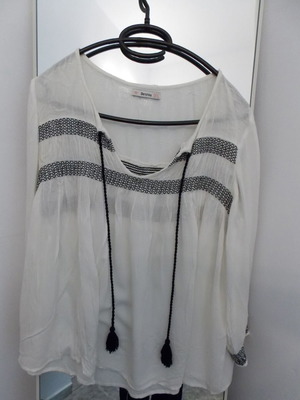 Bershka women's summer blouse used, black and white, size S