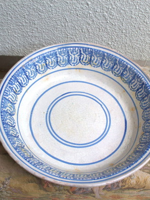 Large used Laterza ceramic dish from Puglia, Italy 1800s
