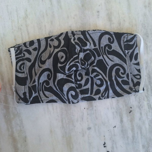 Fabric face mask handmade like new, black and gray