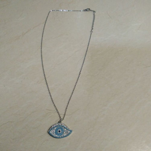 Women's necklace with turquoise and silver lucky eye design, like new
