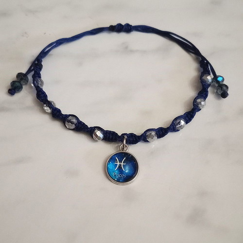 Women's Blue Pisces Zodiac Bracelet new with silver details