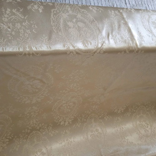 Tablecloth used, beige, cotton satin coated 170x240