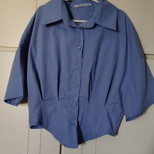 Blue shirt with corset detail, like new, size XS