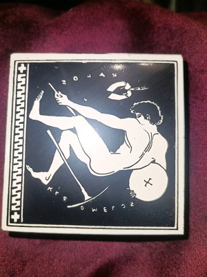 Collectible porcelain tabletop matchbox used with ancient Greek design