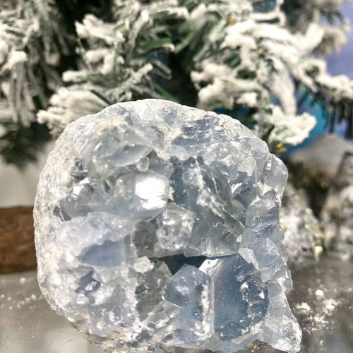 Natural Raw Celestine Drusy without Heat Treatment