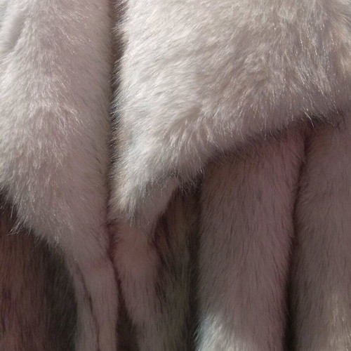 Fur coat new, eco-friendly, synthetic, one size, white with black patterns