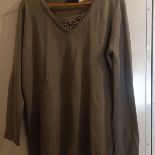 Women's blouse used, beige/brown, cotton, size XL-XXL