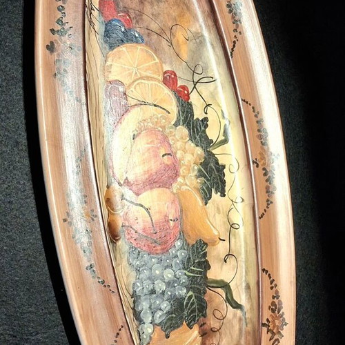 Vintage ceramic platter handpainted with fruit still life, like new