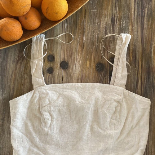 Stradivarius crop cream top new, size small, linen texture